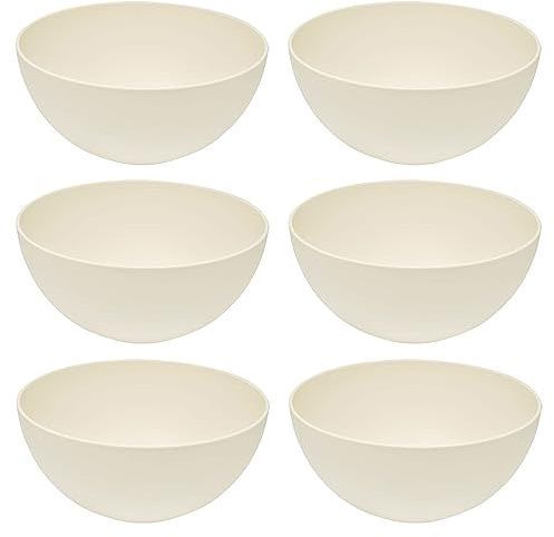 Magu 6er Set Natur-Design Schüssel Beige Ø 16 cm aus einem Polymer aus natürlichen Materialien Schüsselset Salatschüssel