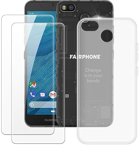 MILEGAO Fairphone 3 Hülle + 2 Displayschutzfolien aus gehärtetem Glas, ultradünne Stoßstange, stoßfeste weiche TPU-Silikon-Abdeckung Hülle für Fairphone 3+ (5.65”)