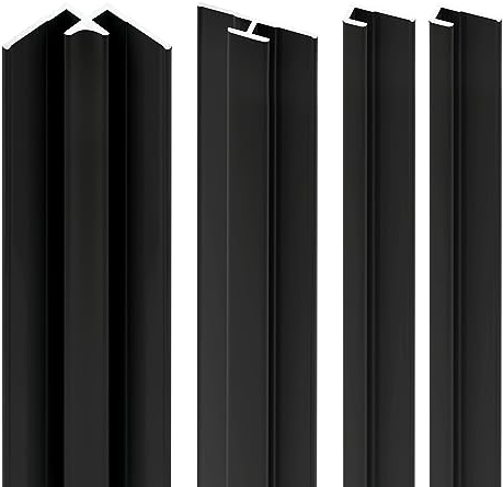 Schulte pack de 4 profilés à 255 cm: 2 profilés de finition + 1 profilé d'angle intérieur + 1 profilé d'extension, noir, pour panneau mural de salle de bains DécoDesign, revêtement décoratif douche