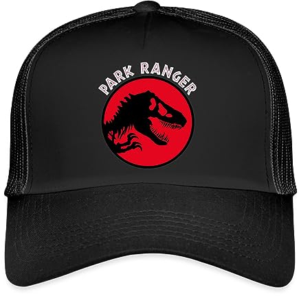 Spreadshirt Jurassic Park Park Ranger Trucker Cap, One Size, Schwarz/Schwarz