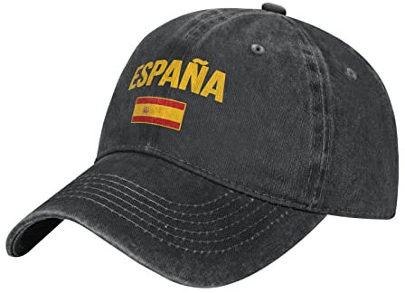 IUBBKI Gorra de béisbol lavada de la bandera de España de la bandera española (15) de los hombres del sombrero de algodón vintage negro sombreros unisex, Como se muestra en la imagen, L-3XL
