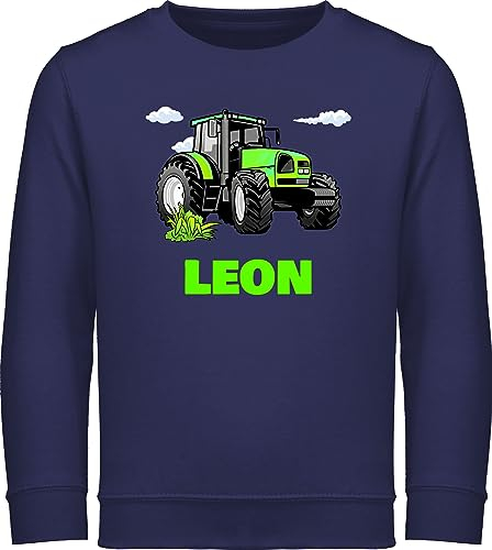 Sweater Kinder Sweatshirt Jungen Mädchen Pullover - Geschenk Traktor mit Name personalisiert I Trecker Fan I Zugmaschine I Bulldog I Schlepper - 104 (3/4 Jahre) - Navy Blau - Traktoren Junge
