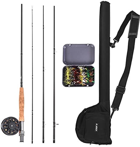 CalmGeek 2,7 m Fliegenfischen Angelrute und Rolle Combo mit Tragetasche 20 Fliegen Komplettes Starterpaket Fliegenfischen Kit