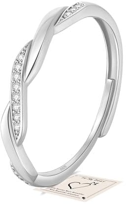 Sterling Silver Ring Eternity Ring Infinity Rings for Women Girls, Adjustable Wedding Promise Thumb Rings for Women with Cubic Zirconia Engagement Rings Jewellery Gift for Her
