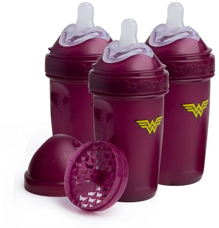 Herobility DC Double Anti-Colic Baby Bottles – 3-pack (Wonder Woman, 8.5 fl oz/240ml)