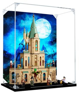 Vitrine en acrylique pour Lego Harry Potter Poudlard : Château de Dumbledore 76402, boîte de présentation anti-poussière compatible Lego (fond A (35 x 15 x 43))