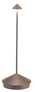 Zafferano, Pina Lampe, Wiederaufladbare und Kabellose Tischlampe mit Touch Control, Geeignet für den Innen- und Außenbereich, Dimmer, 2200-3000 K, Höhe 29 cm, Farbe Corten