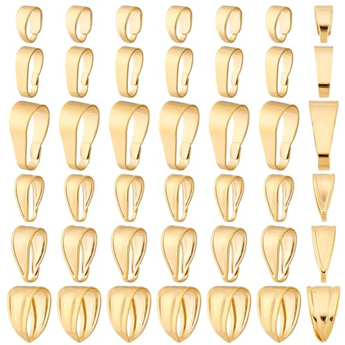 PH PandaHall 60pcs connecteurs de Fermoir à Pendentif Plaqué Or 24 carats, 6 Styles Pinces Dorées en Laiton pour Collier Fermoirs à Bijoux Fermoirs à Pression pour Colliers, Bijoux, Artisanale