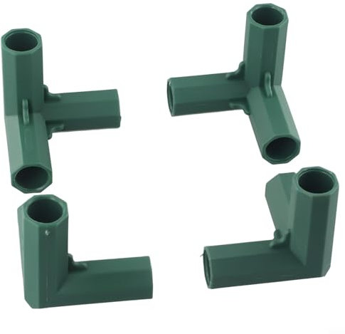 4 raccordi a gomito in plastica verde per tubi dell'acqua, accessori idraulici, diametro esterno 20 mm, per mobili in serra, diametro interno 16-17 mm, 7 x 7 x 7 cm (A)