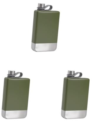 Lot de 3 bouteilles d'alcool légères pour voyage, randonnée, vert armée, 255 g, 12,6 x 8,3 x 3 cm