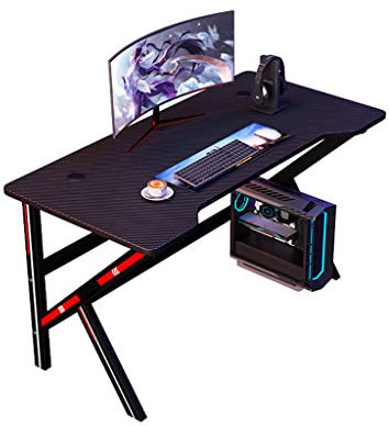 ARICCI Home Desk Gaming Desk K Shaped Computer Desk,PC Computer Desk Gaming Table I Shaped Gamer Workstation with Mesh Wire for PC Large Computer Desk for Home and Office,Black-L 160CM vision