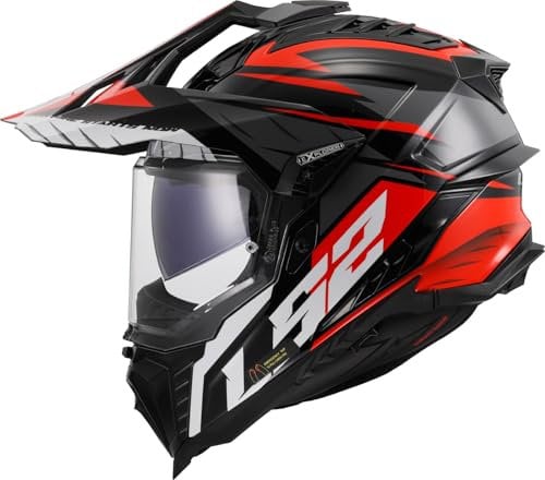LS2, Motorrad-Crosshelm EXPLORER SPIRE Black Titanium Red, S