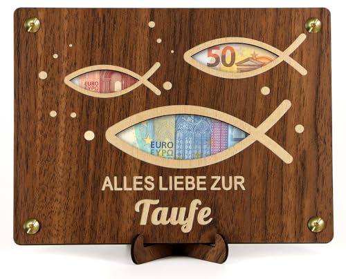 Giftota Taufgeschenk Geldgeschenk Holz, Taufgeschenke für Mädchen, Taufgeschenke Jungen, Geldgeschenke Verpackung mit Taufkarte