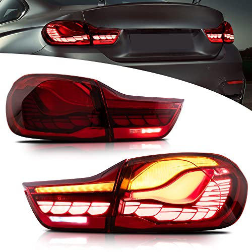 VLAND Rückleuchten Kompatibel für M4 GTS F82 F83 & 4er F32 F33 Coupe Cabrio, F36 Gran Coupe 2014-2020, Mit E-Prüfzeichen,1 Satz (Rot)
