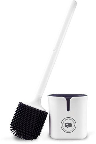 Unique Brosse de cuvette de toilette pour camping-car, design compact, poils en silicone, n'endommage pas les toilettes, support anti-goutte, support mural pour un rangement facile les jours de