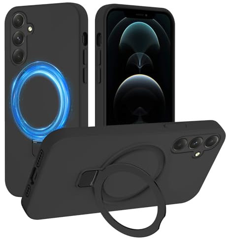 XTCASE für Samsung Galaxy A54 5G Hülle Magnetisch kompatibel mit Magsafe, Flüssig Silikon Handyhülle für Samsung Galaxy A54 5G mit Magnet Ständer Flexibel Stossfest Schutzhülle, Schwarz