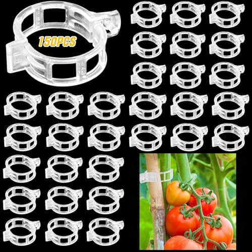Komzlait 150 Stück gesicherte Kunststoff-Pflanzenclips, Pflanzenstütz-Clips, Gartenclips für Kletterpflanzen, Kunststoff-Spalier-Clips, Pflanzenstütz-Clips, Tomaten, Weinreben, Gemüse,