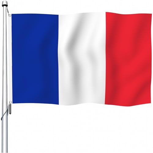 Aoihrraan Drapeau Français 150x250cm Double Face Coloré Célébration En Plein Air Drapeau Français Porche Décoration Drapeau