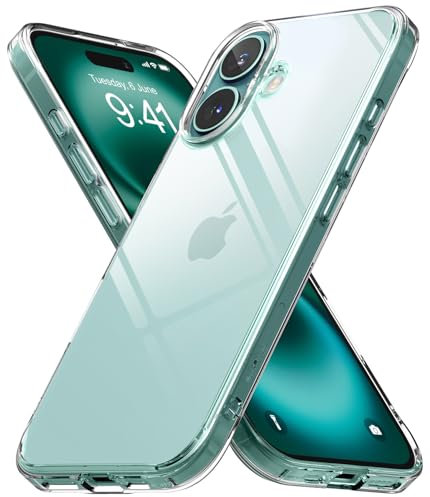 Ringke Fusion [Long Lasting Transparency] Compatible with iPhone 16 Case, Transparent Hard PC Back Shockproof TPU Bumper Protective Phone Cover - Clear