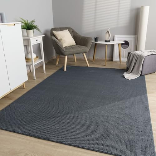 TT Home Wohnzimmer Teppich Esszimmer Kurzflor Boho Design Skandi Flauschig Unifarben, Farbe:Anthrazit, Größe:240x340 cm