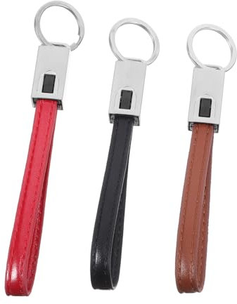 Housoutil 3pcs Leather Keyring Data Cable Keychain Usb Charger Cord Type c Connector for Phone Fast Charging Lanyard