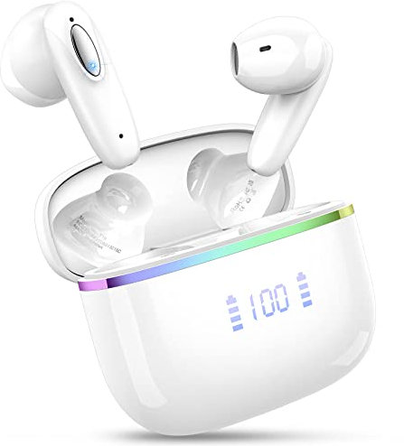 Ordtop Wireless Earbuds Bluetooth Wireless Headphone with 14.2mm Drivers Stereo, 4 ENC Noise Cancelling Mic Bluetooth Earphone, 40Hrs Mini Ear buds, USB-C/Clear Call/Touch Control/IP7 Waterproof