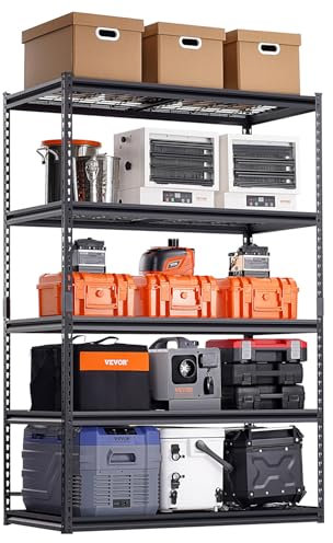 VEVOR Scaffale Portaoggetti Carico Totale max. 1361 kg Scaffale con 5 Ripiani per Garage Ripiani in Metallo Regolabili per Scaffalature Industriali Ripiano Portaoggetti da Cucina, Magazzino Officina
