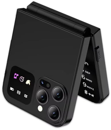 Agmoctz A50 Pro Flip Phone Dual SIM Card GSM 2.4 Inch Screen Foldable Mobile Phones Type-C Automatic Call Recording Black