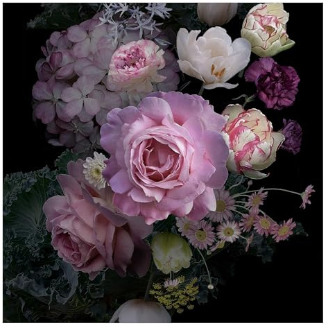micasia Fototapete inkl. Kleister - 3D Blumen Vliestapete Made in Germany UV-beständig Geruchsfrei - Rose Landhaus rosa Wohnzimmer Schlafzimmer 3589 (144x144cm)