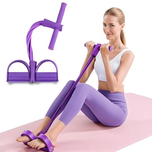 JunD Multifunktionales Zugseil 6-Tuben Pedal-Widerstandsband Sit-Up Zugseil Bauchtrainer für Zuhause Beintrainer Po Trainer NBR Tuben Schaumgriffe Yoga Pilates