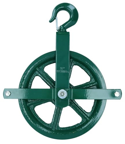 AB Tools Gin Wheel Rope Pulley Block 10in 250mm WLL1000lb Green Sheave Unbraked