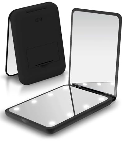 XdealCozyxc Miroir compact, grossissement 1x/3x LED, miroir portable compact avec lumière pour sac à main de voyage (noir)