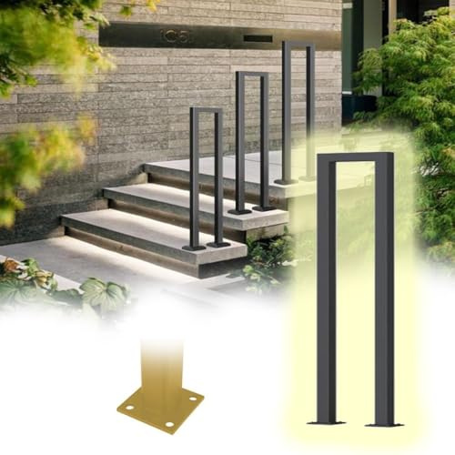 ZIUSFAC Handrails For Indoor Stairs, Modern U-Shaped Stair Handrail Iron Railings Floor Mounted Industrial Hand Rail Step Garden Loft Corridor Support Rod(Black,75cm/2.4ft)