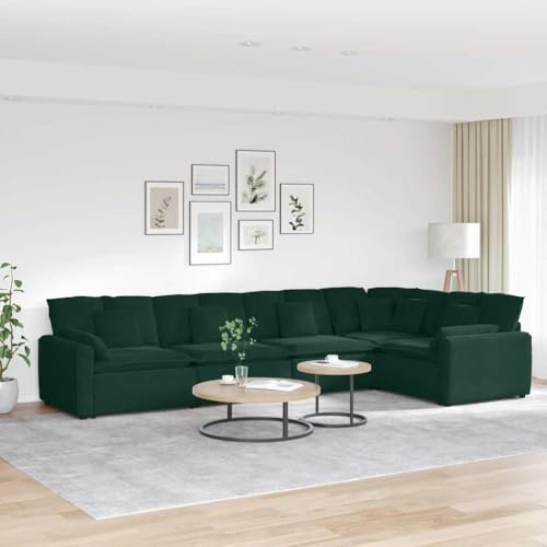 WDGJJFECNMUEHI Modulares Sofa mit Kissen Samt Dunkelgrün, 5-teiliges Ecksofa Set, XXL Wohnlandschaft mit weichen Sitzkissen für Wohnzimmer und Gästezimmer, bequemes Polstermöbel mit Metallgestell