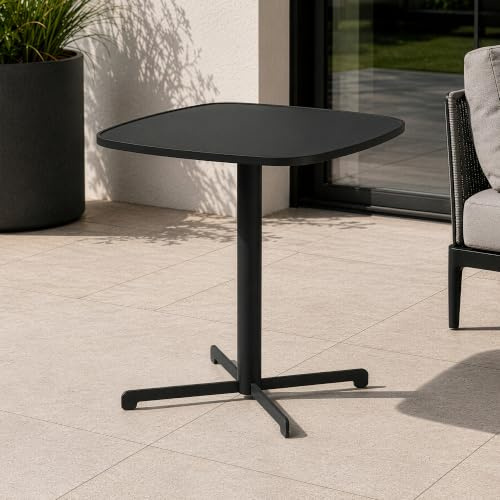 casa.pro Bistrotisch Outdoor Foggia 75x70x70 cm quadratisch Anthrazitgrau | Beistelltisch outdoor, Balkontisch, Gartentisch wetterfest, Terrassentisch, Esstisch klein, für Garten, Terrasse, Balkon