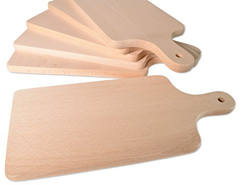 Brettchen Holzbrettchen 35,0cm x 15,5cm x 1,5cm Essbrettchen Frühstücksbrettchen Buche natur Massiv Holz Schneidbrettchen 397 (6 Stück)