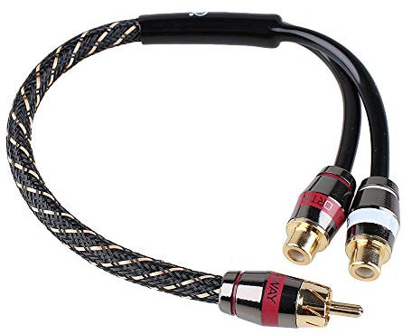 RCA Splitter Cable 1 Male To 2 Female Plugs RCA Y-Adapter (12 Inches) for Digital Audio or Subwoofer