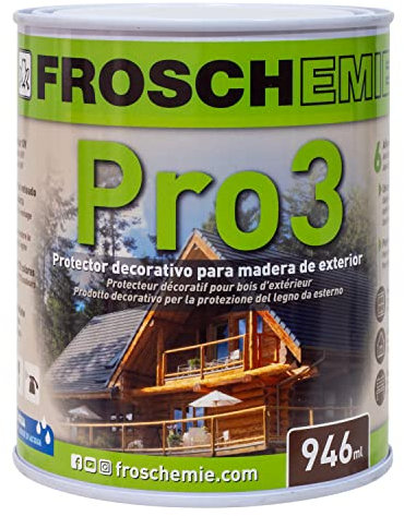 Froschemie 6311 Pro3 117 Nogal Oscuro 3,8 litros Lasur Protector decorativo de Madera Exterior en Base Acuosa para profesionalesy