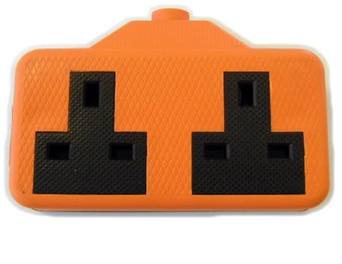 Lyvia Electrical 9433OR 2 Gang 13A Trailing Socket, Rubber, Orange