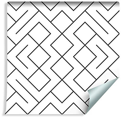 Muralo Tapete Schwarz-weißes geometrisches Muster Vlies Figuren futuristisch optisch Schlafzimmer Wohnzimmer Küche Kinderzimmer - 443098213