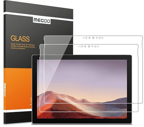 MEGOO [2 Pack] Displayschutzfolie für das neue Surface Pro 7 Plus/Pro 7,Ultra Clear/High Response/gehärtetes Glas, kompatibel mit Microsoft Surface Pro 7 12,3