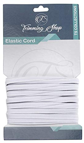 Trimming Shop Corda Elastica per Creazione Cinture, Cinghie,Braccialetti,Lingerie,Nastri,Tessuto, Artigianato,Progetti,Elasticizzato e Elasticizzato - Bianco, 5mm x 25m