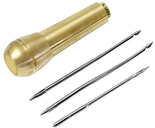 HEALLILY Agujas Mango Coser Punzón Lona Cuero Mano Cosido Herramienta de Reparación de Zapatos Suministros de Reparación de Costura de Bricolaje para La Tienda Del Hogar