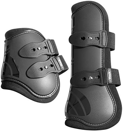 York Gamaschen und Streichkappen 4er Set Vena Hartschallengamschen Knopfverschluss (Full, schwarz)