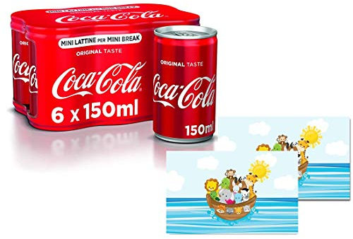 ipt Cocacola in lattina 150ml 12 pz + Etichette adesive per Festa a Tema Fai da Te (Arca di Noè)