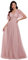 Ever-Pretty Elegante Vestiti da Ballo in Tulle Glitterato Donna Scollo a V Manica Corta Lunghezza del Piano Linea ad A Stile Impero Rosa 44EU