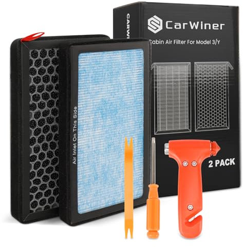 Carwiner Filtro aria abitacolo per Tesla Model 3/Y con carbone attivo, filtro di aspirazione dell'aria HEPA ricambio accessori