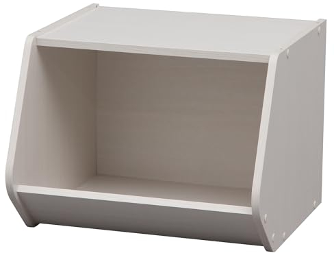 Iris Ohyama, Étagère, Boîte de Rangement en Bois, Meuble d'appoint, Multifonctionnel, Empilable, Design, Solide, Bureau, Chambre, Salon - Stack Box STB-400 - Chêne Blanc