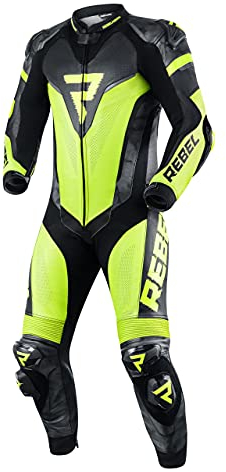 REBELHORN Rebel Tuta intera da moto in pelle per uomo gomito spalla posteriore ginocchio protezioni per anca e coccige Ventilazione 4 tasche pannelli riflettenti