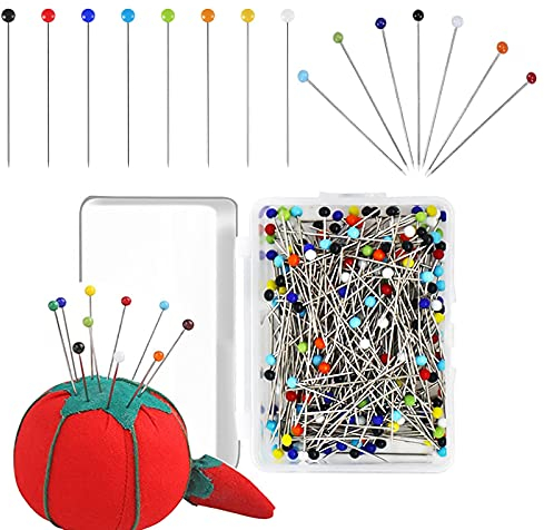 VEGCOO 300 Stück Lange Stecknadeln aus Glas und Edelstahl, zum Basteln, Nähen, Saum, Schmuckherstellung